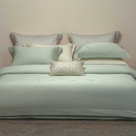 鎏金澳棉四件套 春樱漱雪（奶白绿） 商品图4