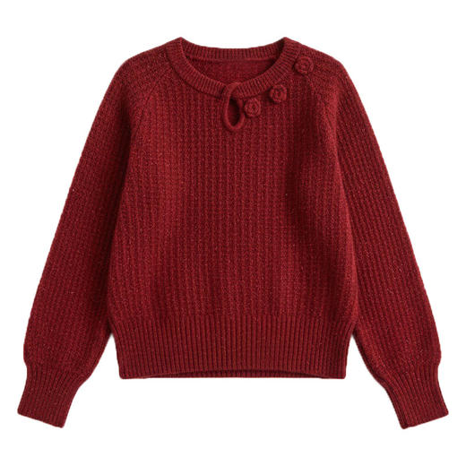 CC立体花朵高级感慵懒毛衣女秋冬宽松洋气内搭小个子针织打底衫上衣 商品图4