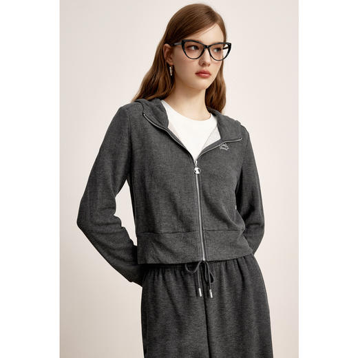 【商场同款】诗凡黎miu系连帽卫衣2024冬新款开衫卫衣3FA601181R 商品图2