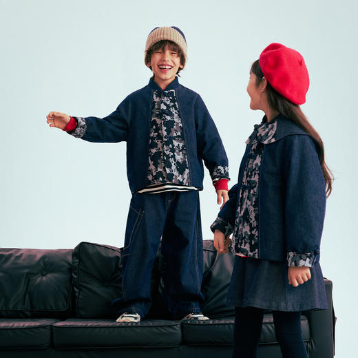 MANHOJIA【水墨牛仔】儿童棉服新年新中式拜年服保暖牛仔外套男女 商品图3