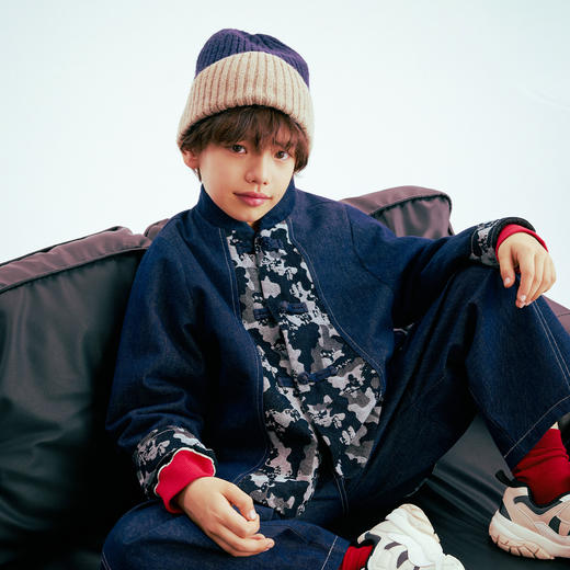 MANHOJIA【水墨牛仔】儿童棉服新年新中式拜年服保暖牛仔外套男女 商品图1