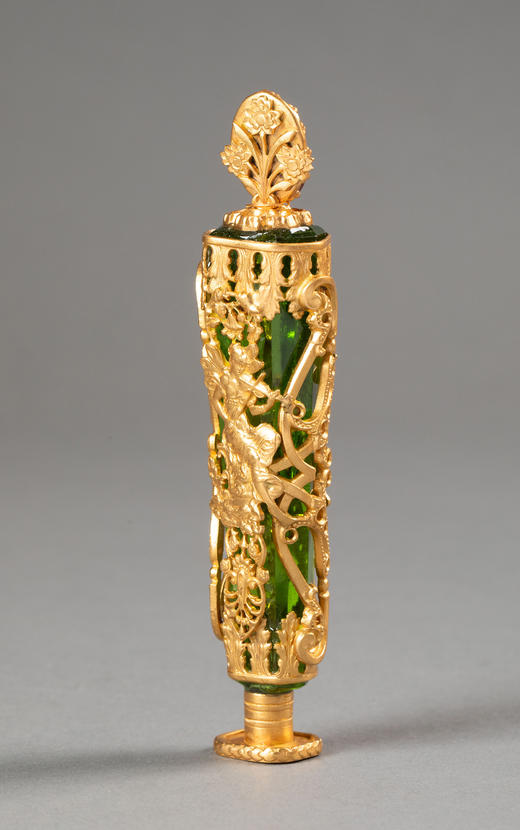 【已售】独角鹿西洋古董19世纪法国出品音乐女神主题铜鎏金精雕嵌卡梅奥古典肖像浮雕装饰绿色水晶火漆印章 商品图4