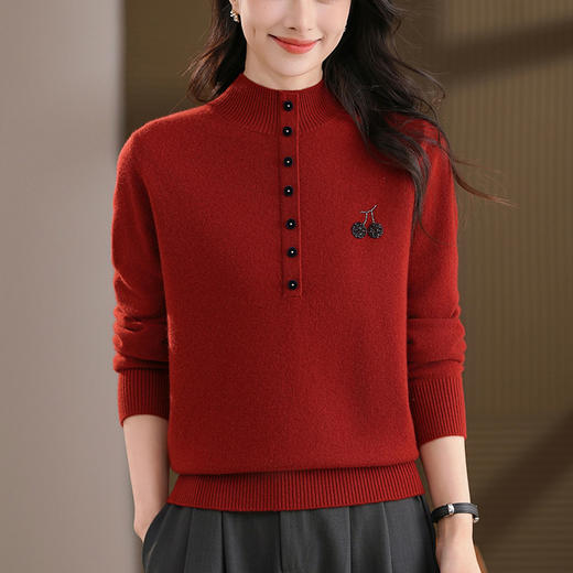 CC100纯羊毛打底衫冬季内搭气质减龄上衣2025新款洋气时尚毛衣女厚 商品图1