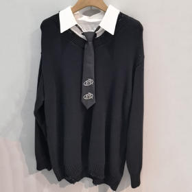 NC假两件配领带长袖毛织上衣50805（黑）秋季253050220321