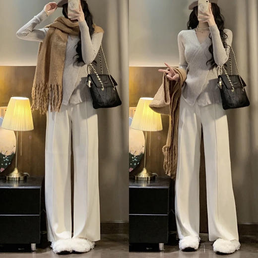 Beau Muse 软糯高腰阔腿裤 I 常规款&加绒款 秋冬显瘦又保暖 五款百搭色可选 80-150斤可穿【爆单3-5天发货】 商品图3