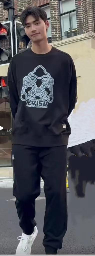 D123004新款佛头印花银狐绒落肩袖圆领卫衣男女同款 商品图6