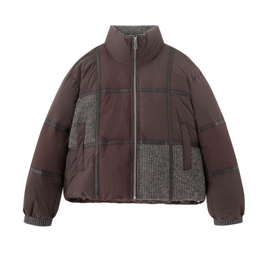 丁摩 拼接立领羽绒服女短款冬季新款时尚减龄保暖加厚外套5ZF-9012 商品图4