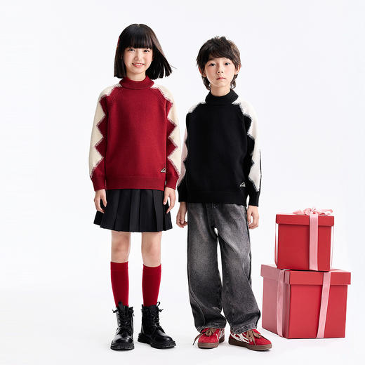 男女童中领长袖针织衫春季新款安奈儿童装EM614675 商品图3