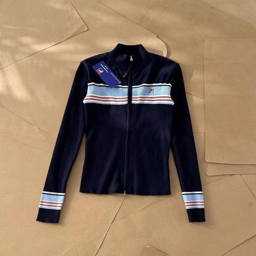 D123018秋冬季新款女子修身拼色拉链开衫外套编织衫毛衣 商品图0