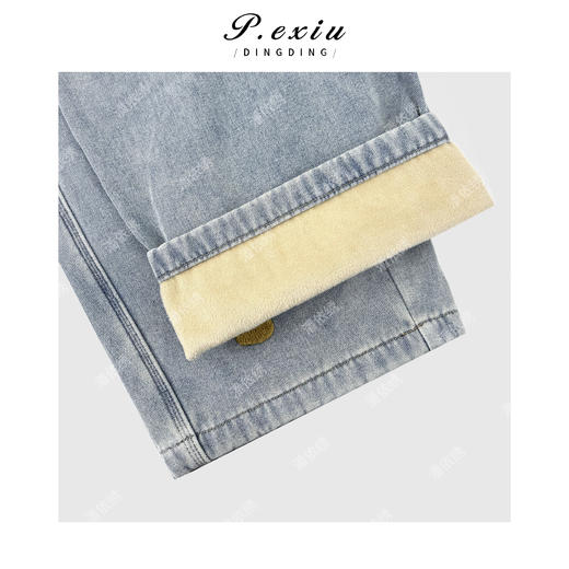 PanYiXiu/潘依绣复古水洗立体蘑菇刺绣磨毛显瘦弯刀牛仔裤Q91881 商品图2