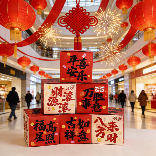 新年地堆盒子场景布置装饰商场氛围马年元旦店铺摆件春节礼盒堆头 商品图1