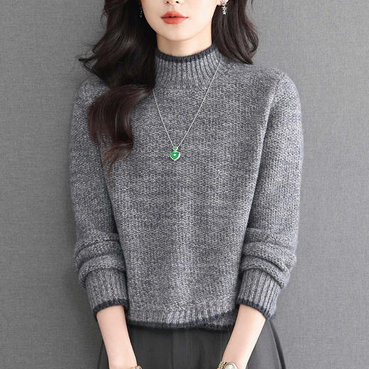 CC高腰好看短款毛衣小个子冬装漂亮减龄上衣轻奢高级感中领打底衫厚 商品图3