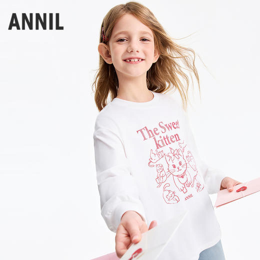 女童圆领长袖针织衫春季新款安奈儿童装EG611585 商品图2