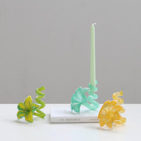 创意花朵玻璃烛台 复中古高脚餐桌氛围蜡烛台家居装饰 ins餐厅