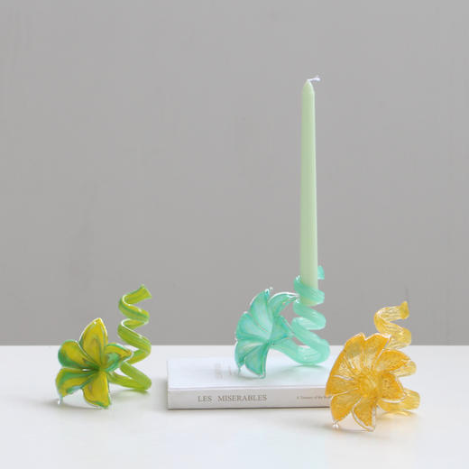 创意花朵玻璃烛台 复中古高脚餐桌氛围蜡烛台家居装饰 ins餐厅 商品图0