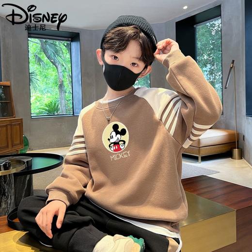 迪士尼男童加绒卫衣2024新款儿童上衣冬季一体绒加厚冬装大童衣服 商品图1