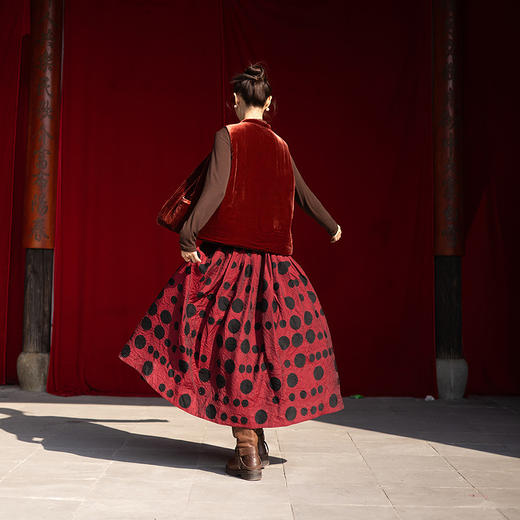 绽放007朵/新中式真丝丝绒绗棉马甲女松弛感百搭气质文艺马夹新款 商品图3