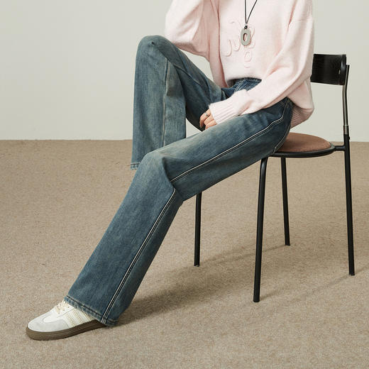 【厚绒-直筒牛仔】逸阳冬复古加绒加厚保暖奥粒绒直筒裤4093RB 商品图2