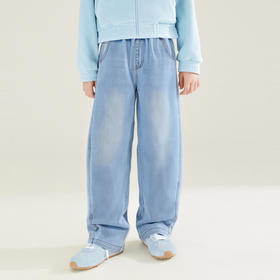 笛莎Deesha 童装女童裤子2026春新款韩版洋气宽松牛仔裤