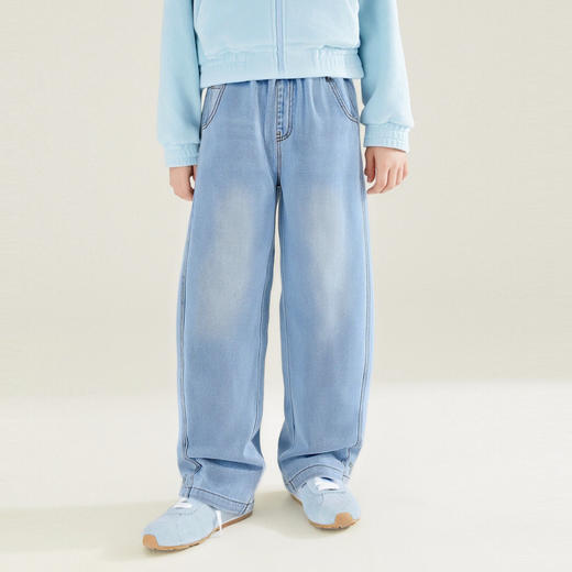 笛莎Deesha 童装女童裤子2026春新款韩版洋气宽松牛仔裤 商品图0