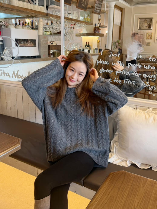 2512502    cariaggi 亮片麻花 宽松毛衣 羊绒羊毛 商品图3