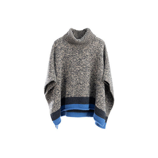 绽放068朵/魔法套头披肩·羊毛羊绒重磅花纱撞色高领套头毛针织衫 商品图4