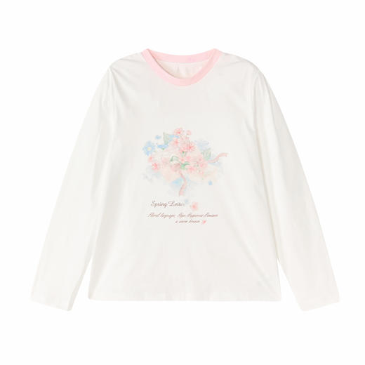 笛莎Deesha 童装女童T恤2026春新款信语花朵长袖T恤 商品图4