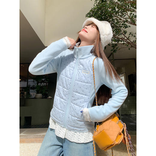 <曾小咸推荐>现货秒杀 ！微信超特价！韩系立领波点棉服外套 日常219.99 立减90 秒杀129.99！！ 商品图1