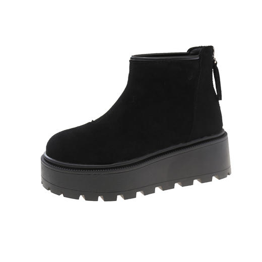 秋冬新款小个子增高马丁靴女舒适百搭后拉链加绒保暖厚底短靴棉靴 商品图4