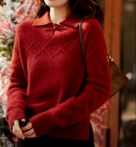 品牌直发 东方美学 新年温婉气质拉满【樱西玛ENXIMANE·新中式国风盘扣绞花毛衣】上身温柔雅致不失时髦感~