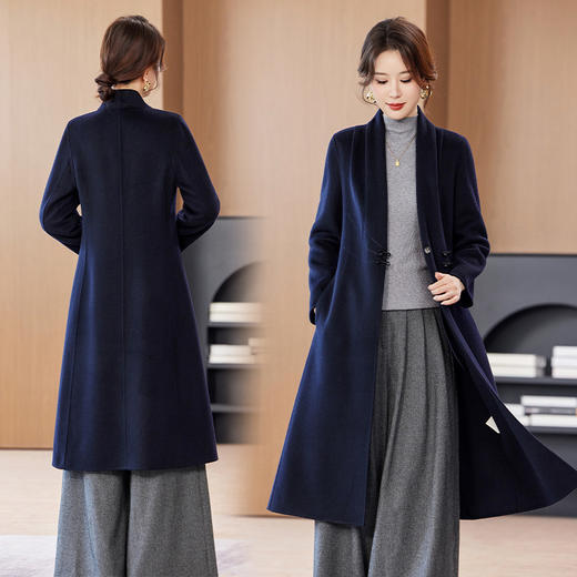 丁摩秋冬新款翻领羊毛双面毛呢大衣宽松高品质气质短款外套ALW5287LN 商品图3