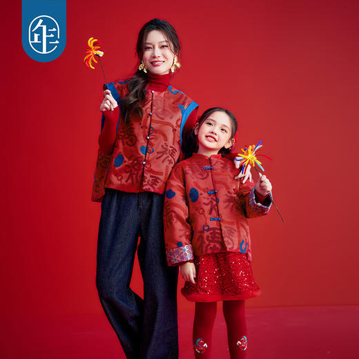 年衣童装中式马甲成人亲子冬季新款背心中国风马上有福中式马甲 商品图3