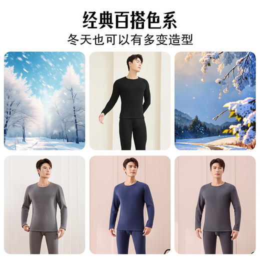 雀说特厚驼绒德绒保暖内衣男女款防寒套装加绒加厚圆领秋衣秋裤冬季打底ALW01 商品图1