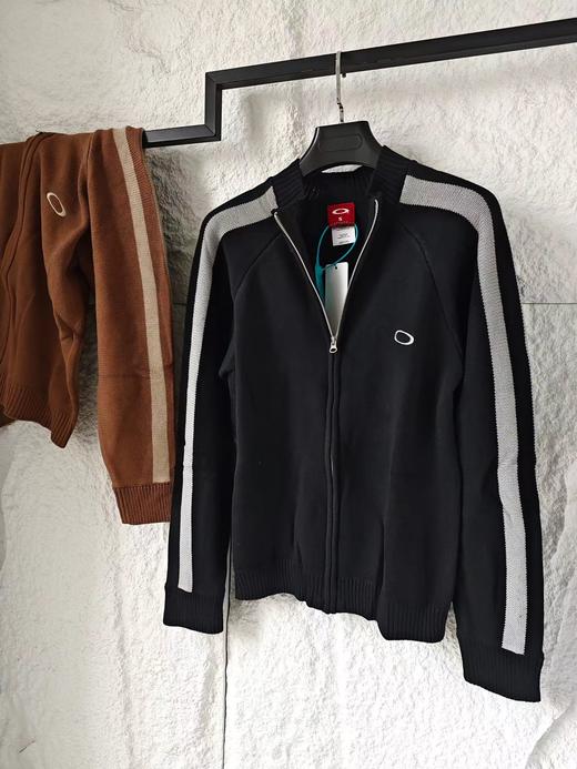 D123026刺绣标识古着色织拼接拉链针织毛衣外套男女同款 商品图3