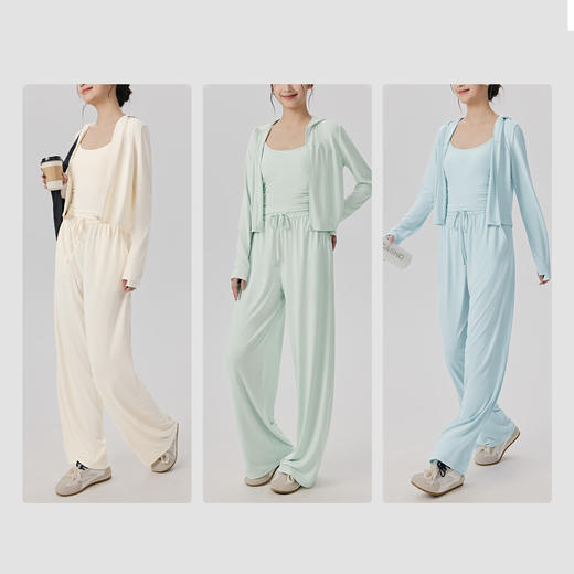 【限时秒】YOGACODE【火树银花系列】冰感防晒套装女轻薄透气健身防晒衣宽松休闲运动套装DWM116023+104+105 商品图3