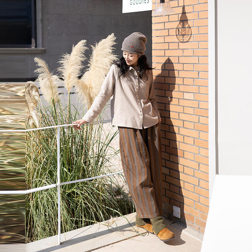 绽放055朵/牦牛绒棉混纺斜纹花纱绒感长袖衬衫文艺叠穿松弛感小衫 商品图2