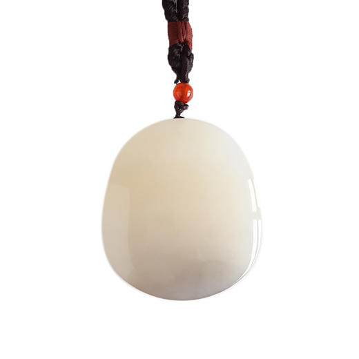 【天然正品】天然青海料细腻油润度佳椭圆平安无事牌藕粉烟紫料和田玉吊坠项链52.4*46.0*14.2MM(皆取最大值) 171225NJS58 商品图0