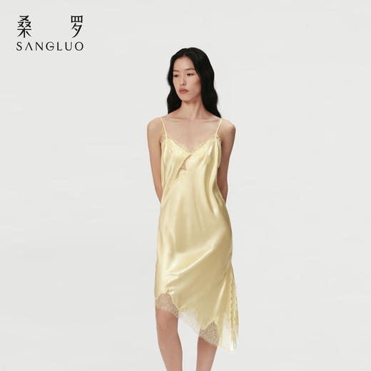丝魅蕾影』桑罗不对称裙摆吊带裙桑蚕丝女性感睡裙可外穿 商品图3