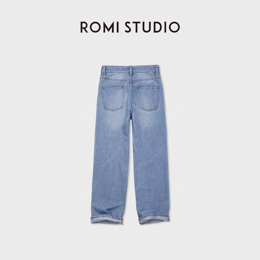 ROMI STUDIO“复古丹宁”100%棉磨白洗水高腰阔腿牛仔裤RWCWX87420 商品图2