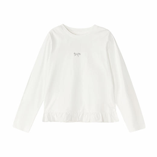 笛莎Deesha 童装女童T恤2026春新款甜美花边下摆T恤 商品图4