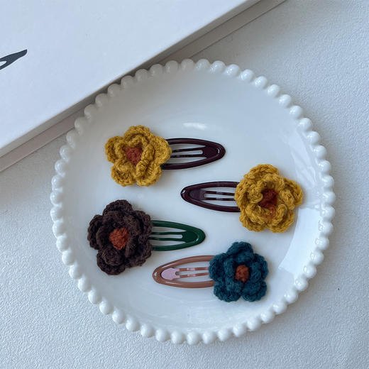 复古毛线花朵边夹对装发夹-纪念日百货门店同款168099331 商品图4