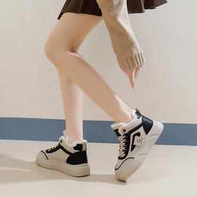 「AILISCOCO暖绒高邦板鞋」绒毛内里持久恒温 圆形鞋头行走舒适 柔软耐磨易打理