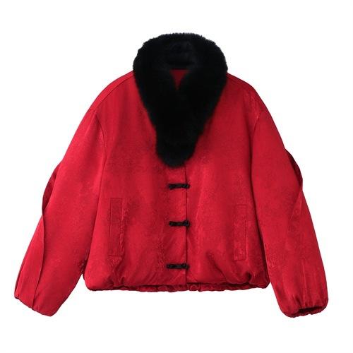 爆款超好看红色洋气外套，新中式真狐狸毛短款羽绒（配真毛领）RSLD2871 商品图4