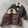 D123011新品女士羊羔毛领短款羽绒服外套保暖通勤 商品缩略图0