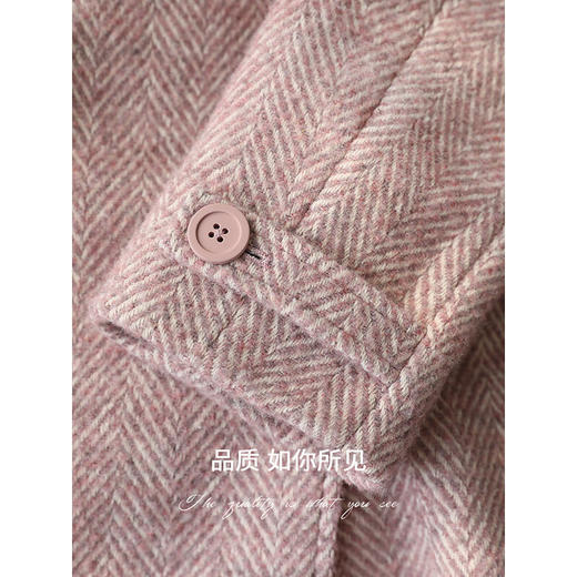 COCOBELLA气质人字纹翻领大衣秋冬英伦风冬毛呢外套WL3217-2 商品图3