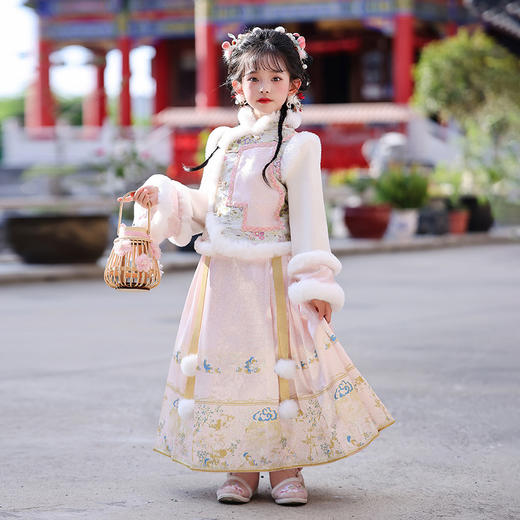 女童公主裙古装汉服拜年服，斗篷套装古风唐装（赠送发夹）XWN2890 商品图1