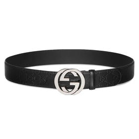 【三】GUCCI 古驰 男士带互扣式G形扣的腰带 黑色 411924 CWC1N 1000