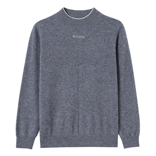 CC100纯羊毛半高领简约刺绣针织衫女秋冬新款百搭保暖羊毛打底毛衣 商品图4