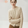 丁摩 珍珠扣山羊绒开衫女纯色麻花百搭毛衣外套秋冬圆领针织衫上衣5ZF-25067 商品缩略图0
