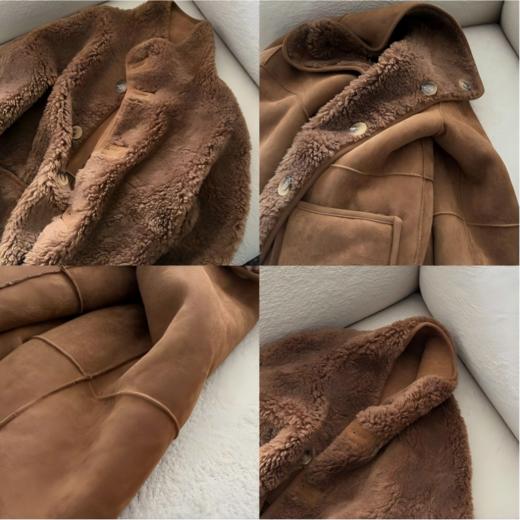 【L*OEWE秀场同款】双面穿焦糖玛奇朵麂皮绒皮毛一体外套A054008（下单3-7天发货） 商品图3